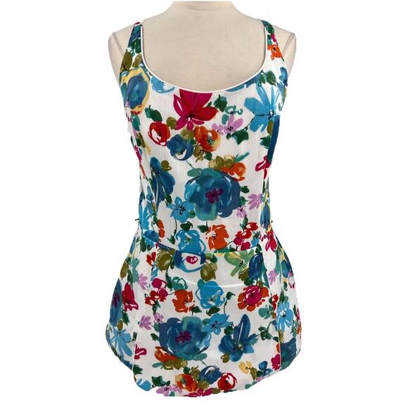 Vtg 60s 1960s Peter Pan Sun Blazers Mod Pinup Bright Floral Playsuit Swimsuit 16 - Picture 1 of 16